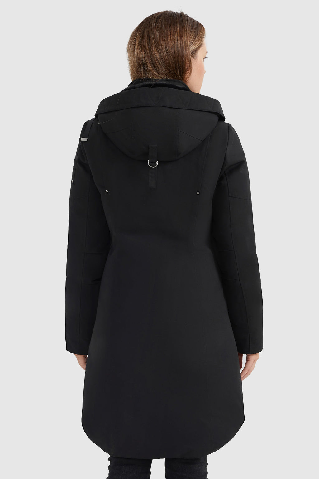 Mid-length Hooded Down Coat with Stand Collar
