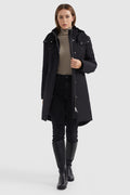 Mid-length Hooded Down Coat with Stand Collar
