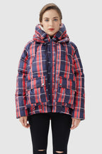 Multi-Pockets Plaid Puffer Jacket