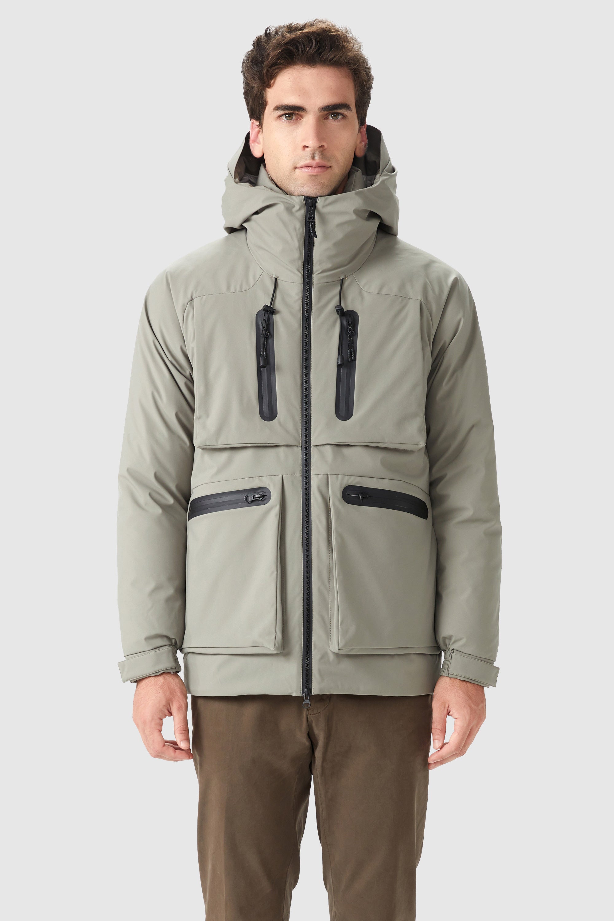 Multi-pockets Hooded Down Jacket