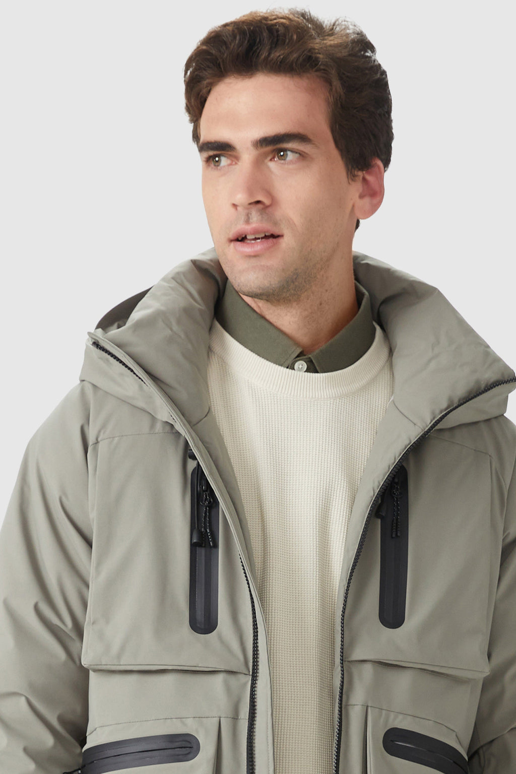 Multi-pockets Hooded Down Jacket