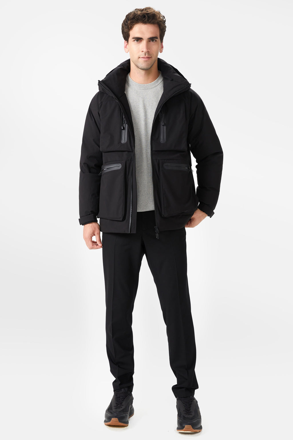 Multi-pockets Hooded Down Jacket