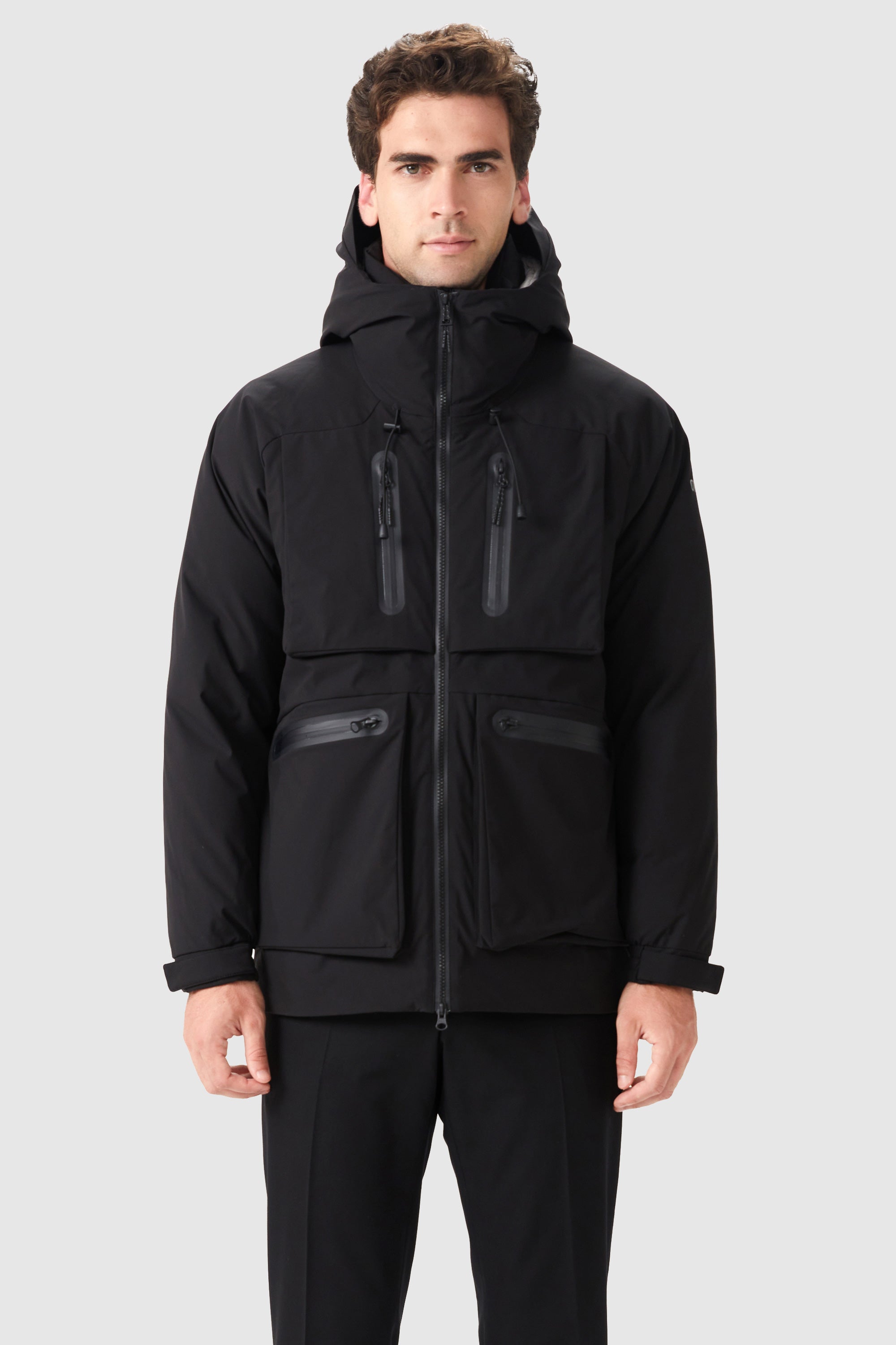 Multi-pockets Hooded Down Jacket