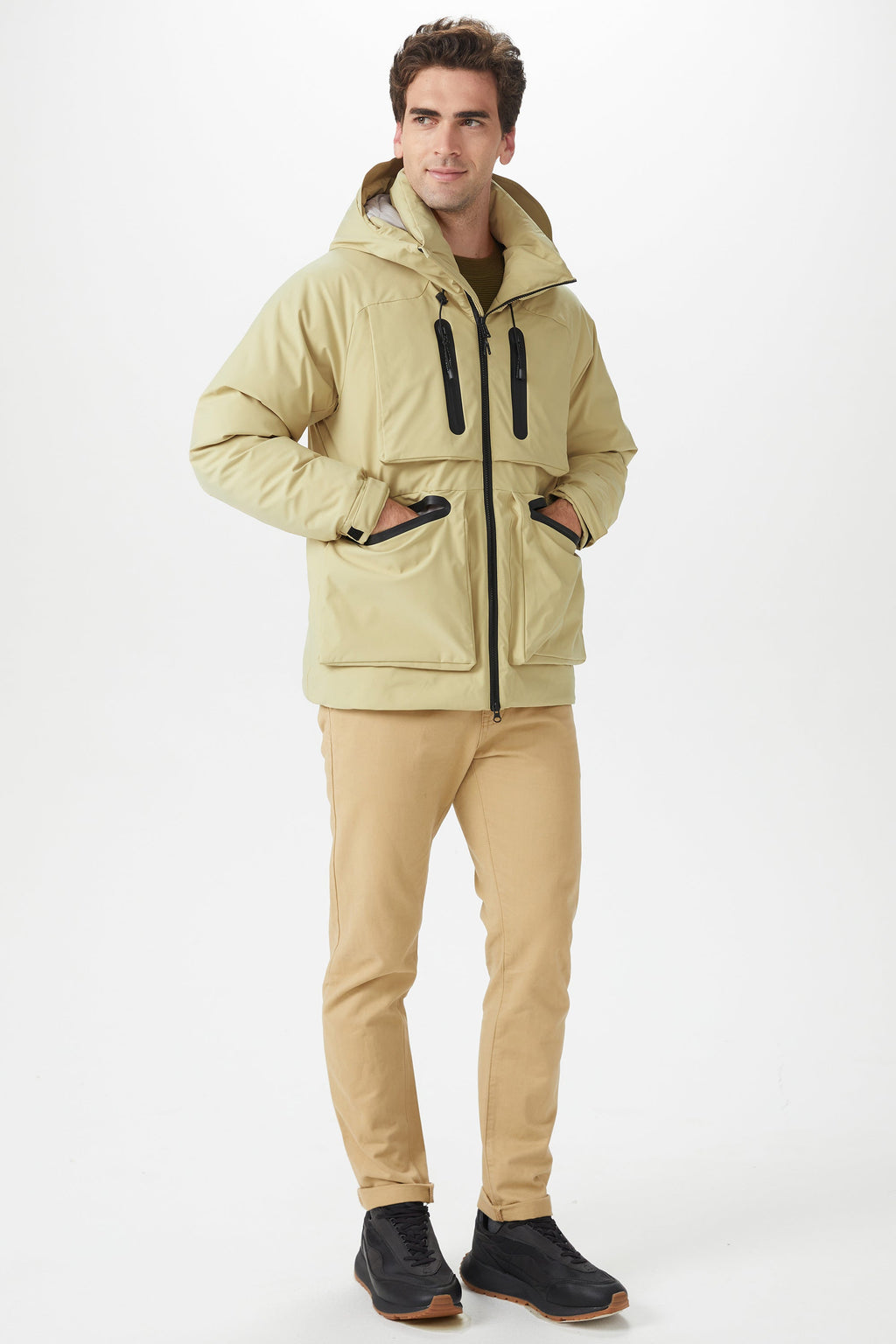Multi-pockets Hooded Down Jacket