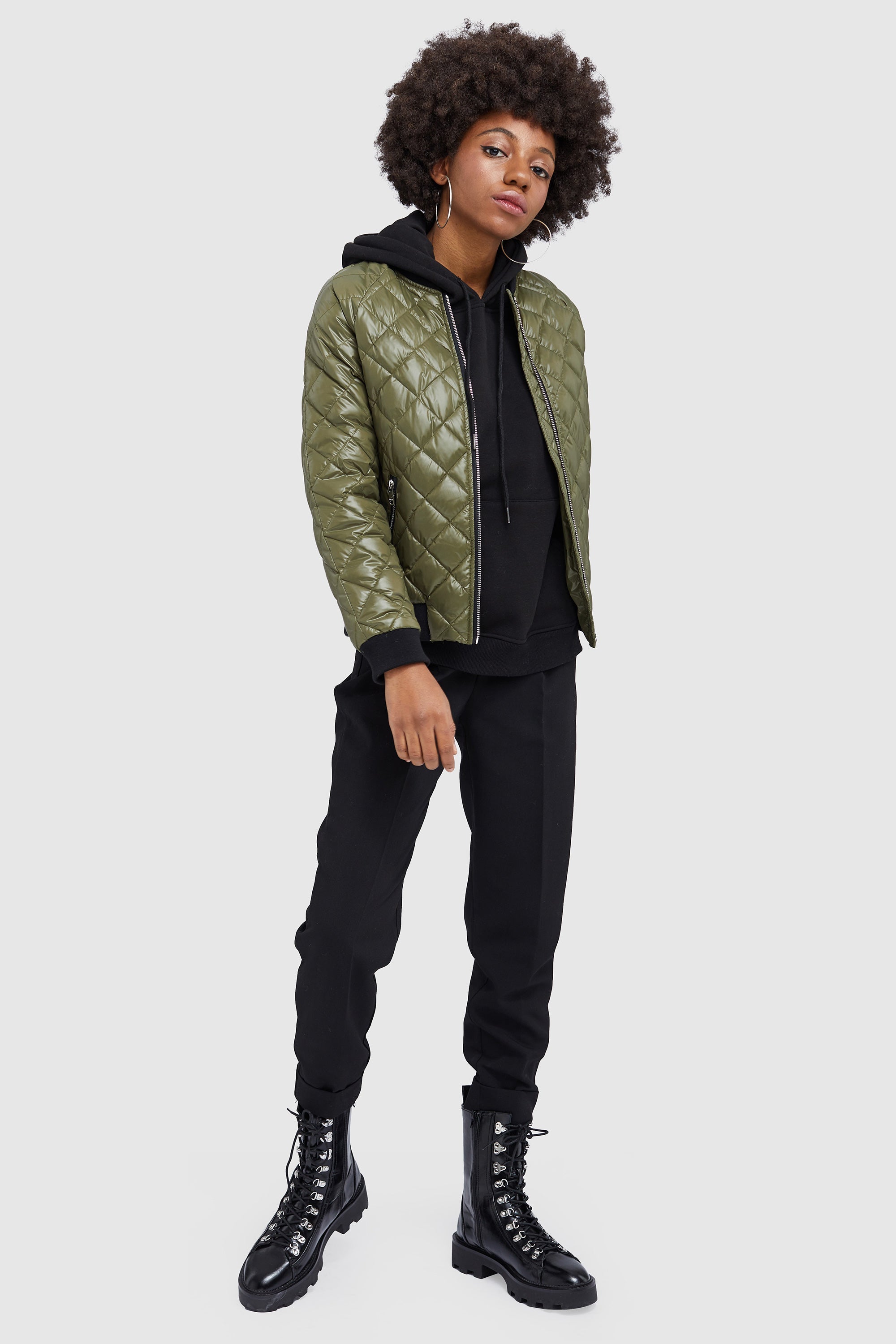 Plaid Style Lightweight Short Down Coat