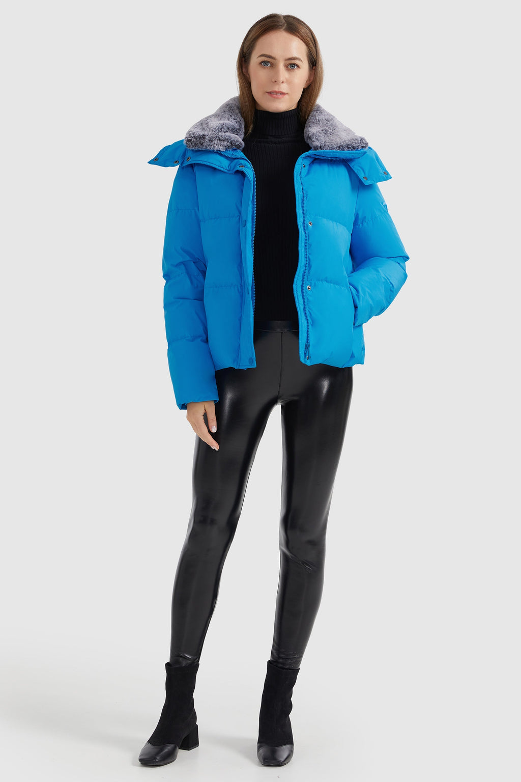 Removable Faux Fur Collar Puffer Down Jacket