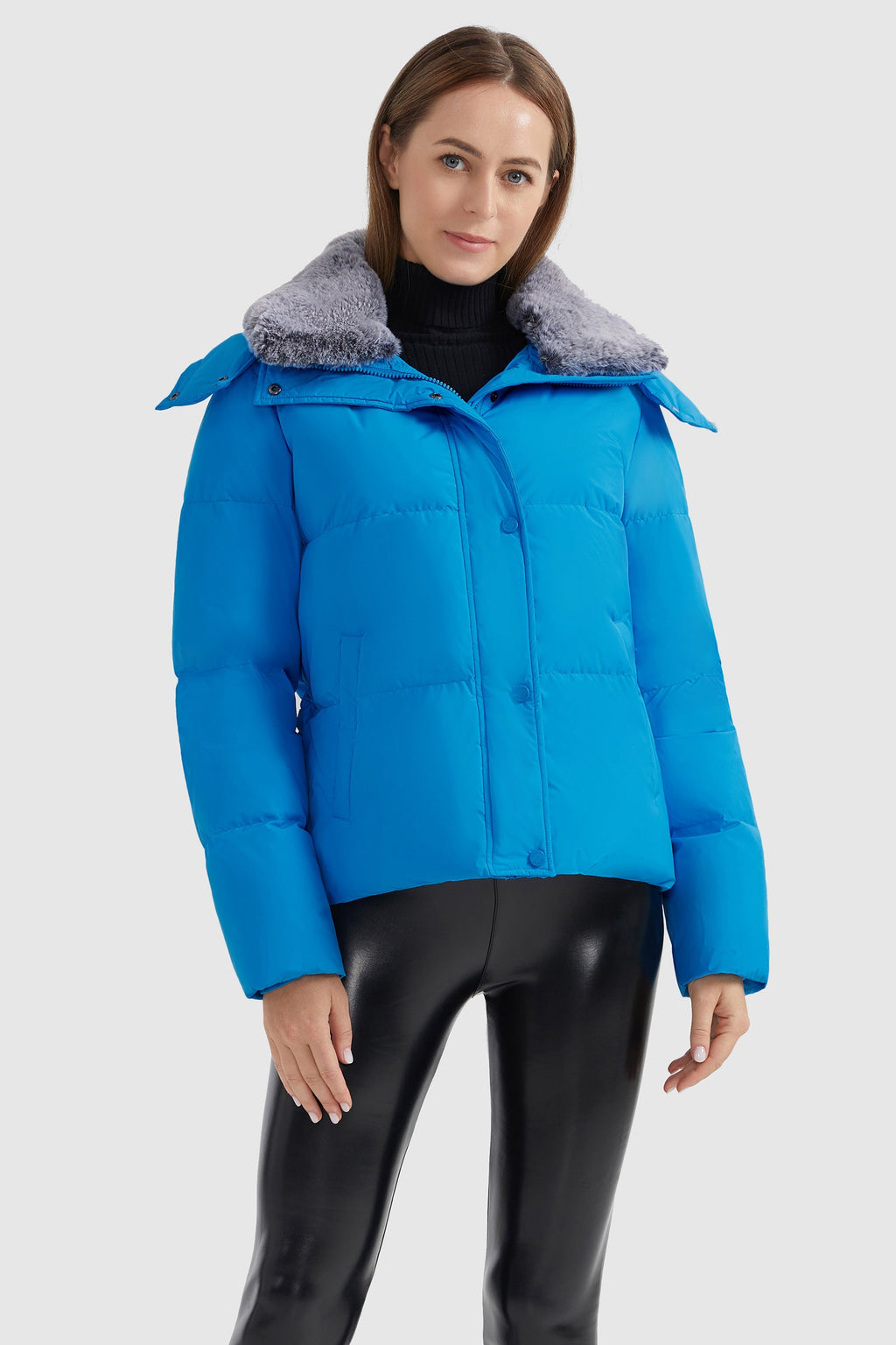 Removable Faux Fur Collar Puffer Down Jacket