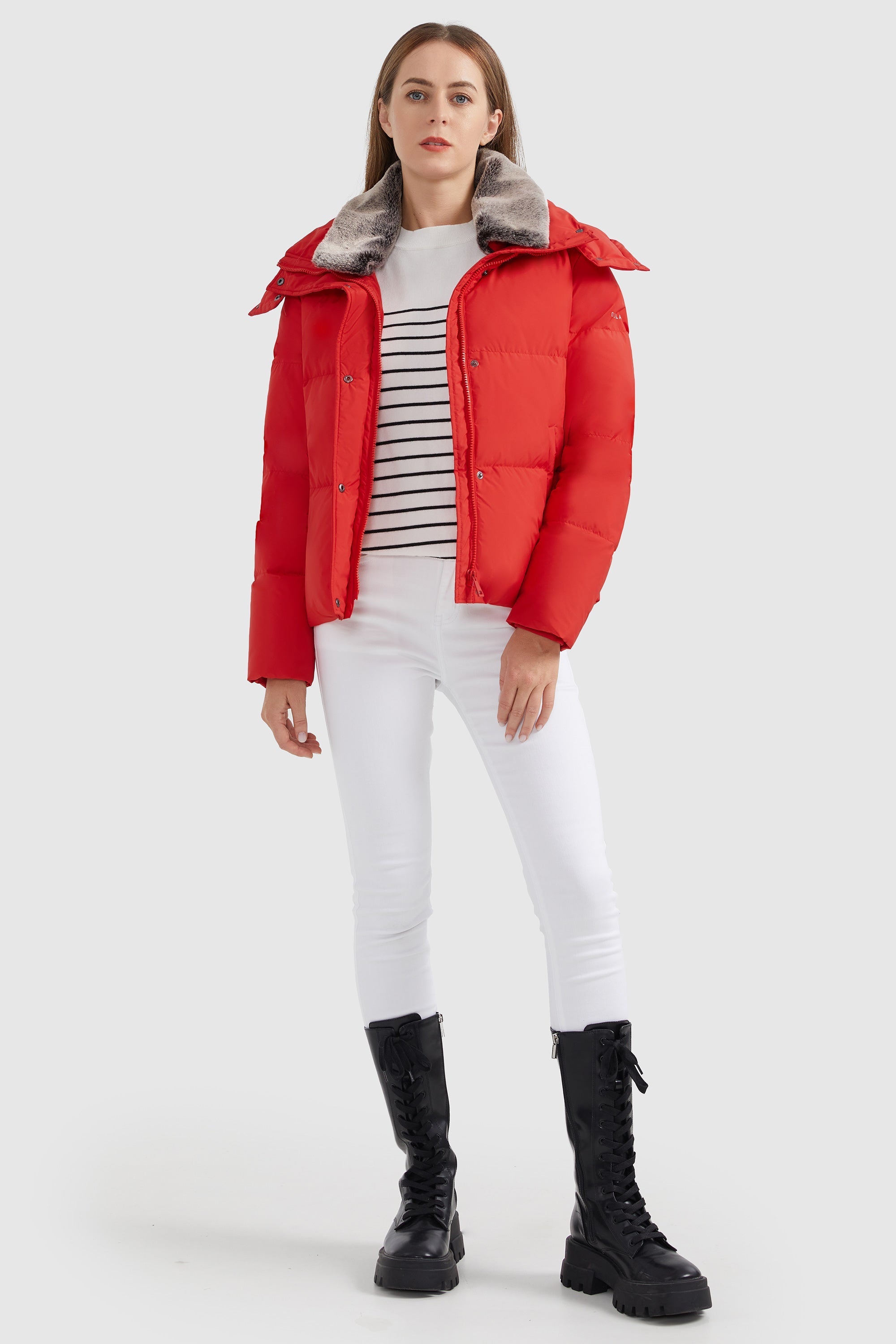 Removable Faux Fur Collar Puffer Down Jacket