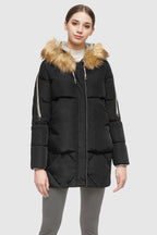 Removable Fur Large Pockets Down Jacket