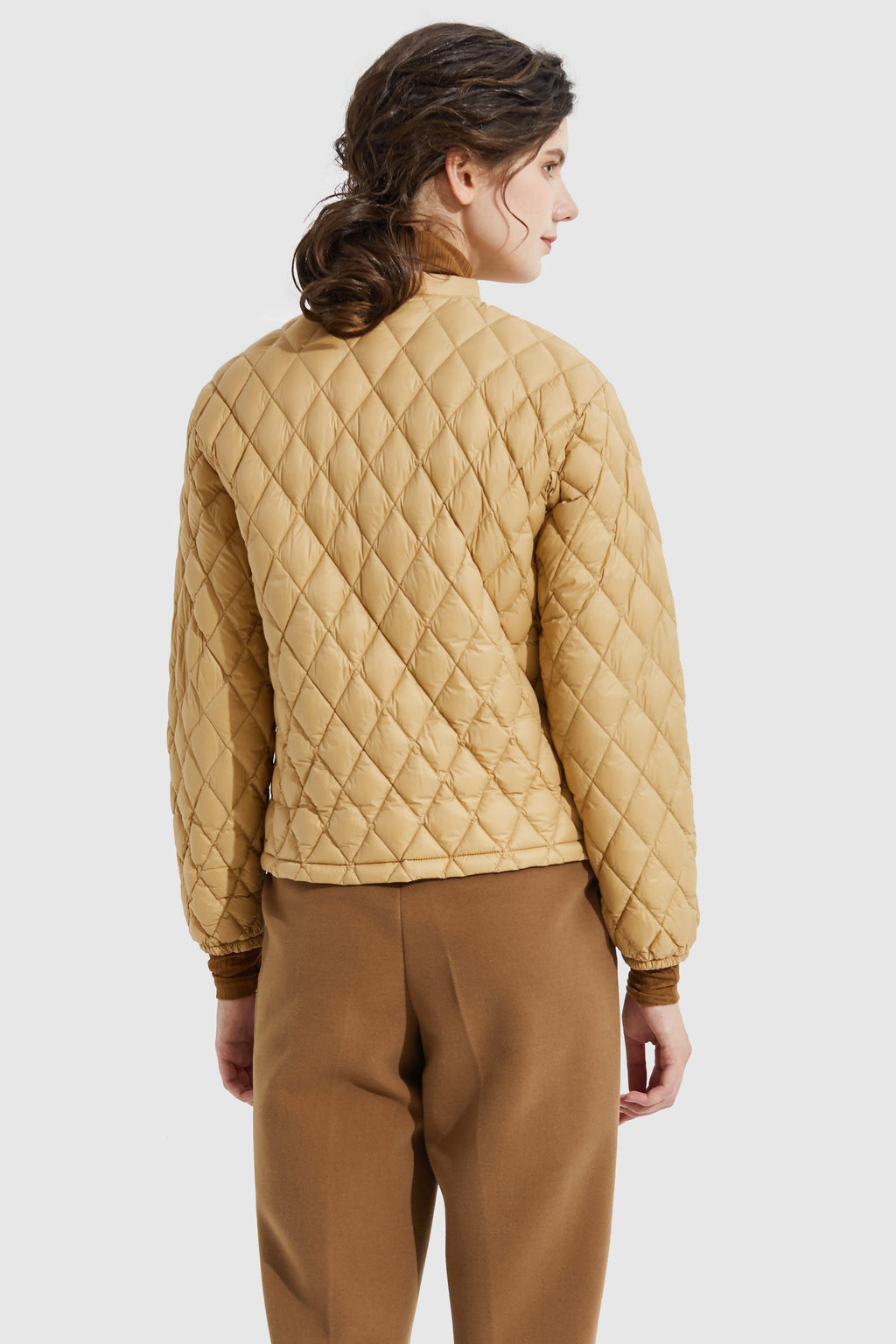 Short Diamond Quilted Down Coat