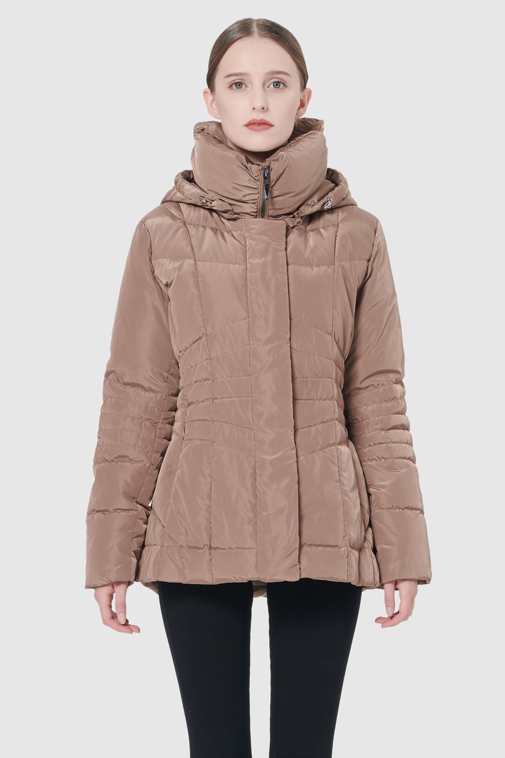 Short Down Coat with Removable Hood