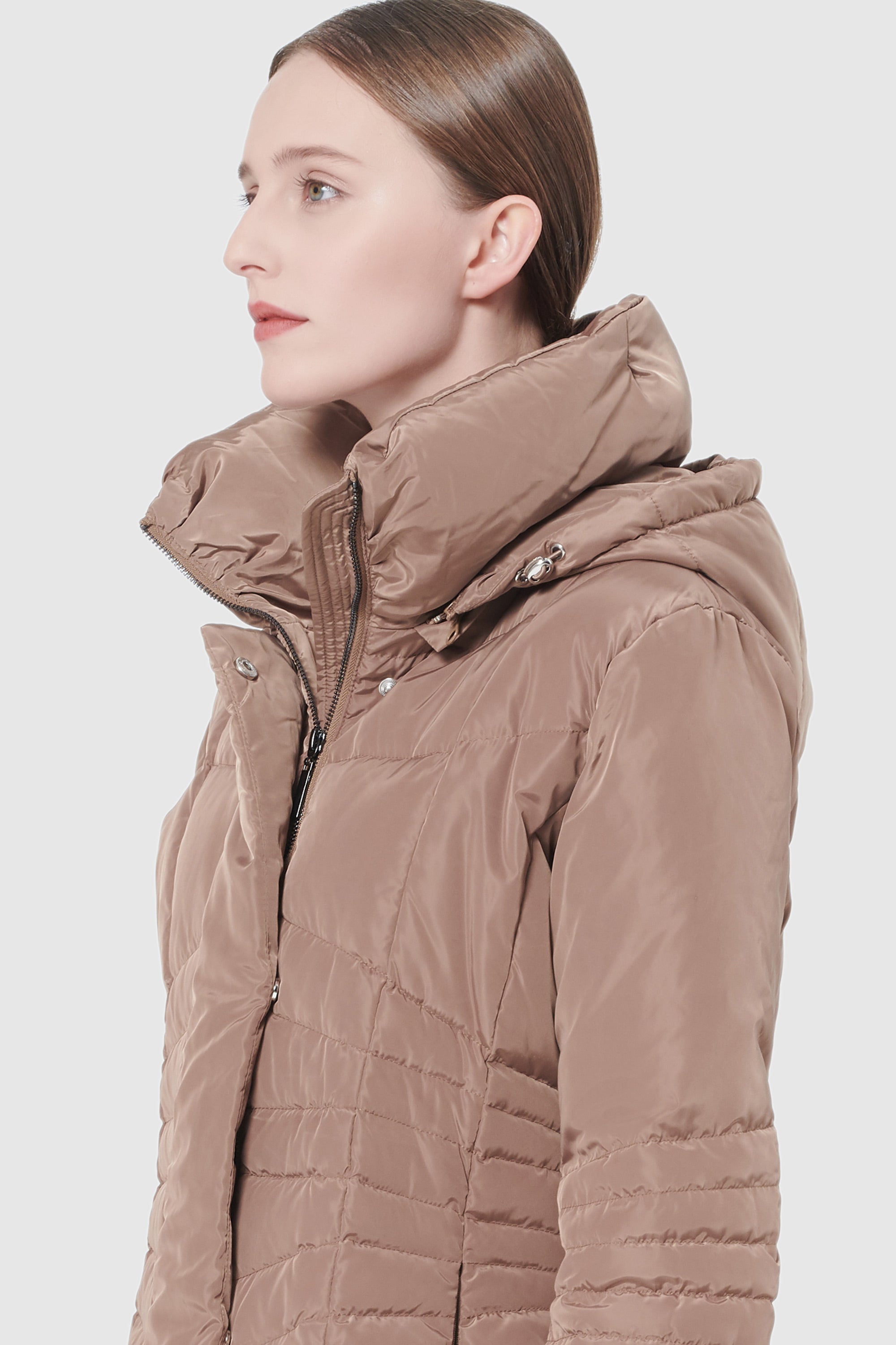 Short Down Coat with Removable Hood