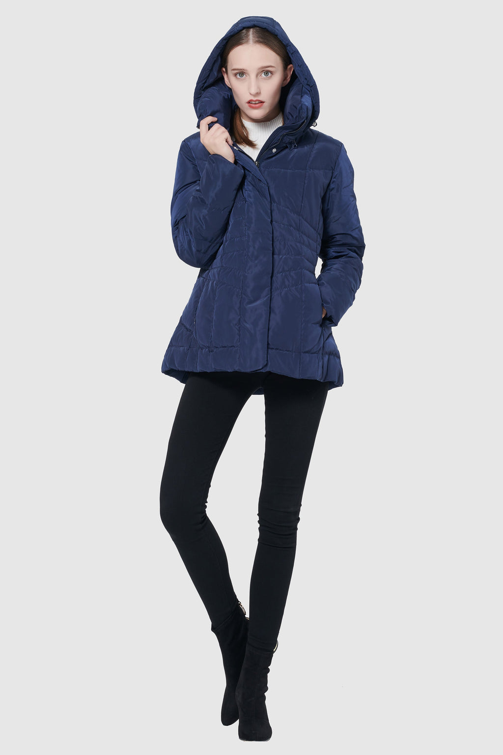 Short Down Coat with Removable Hood