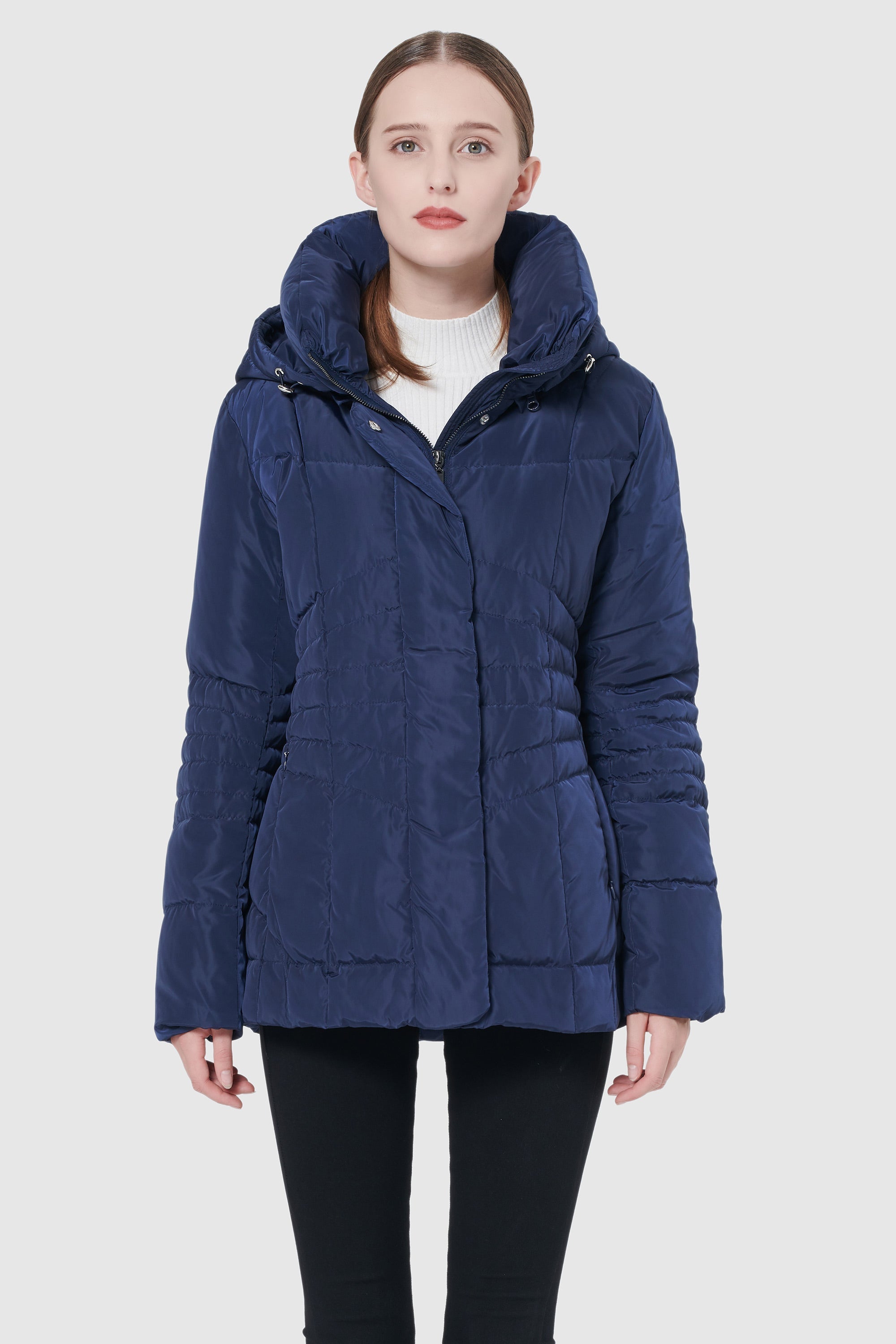 Short Down Coat with Removable Hood