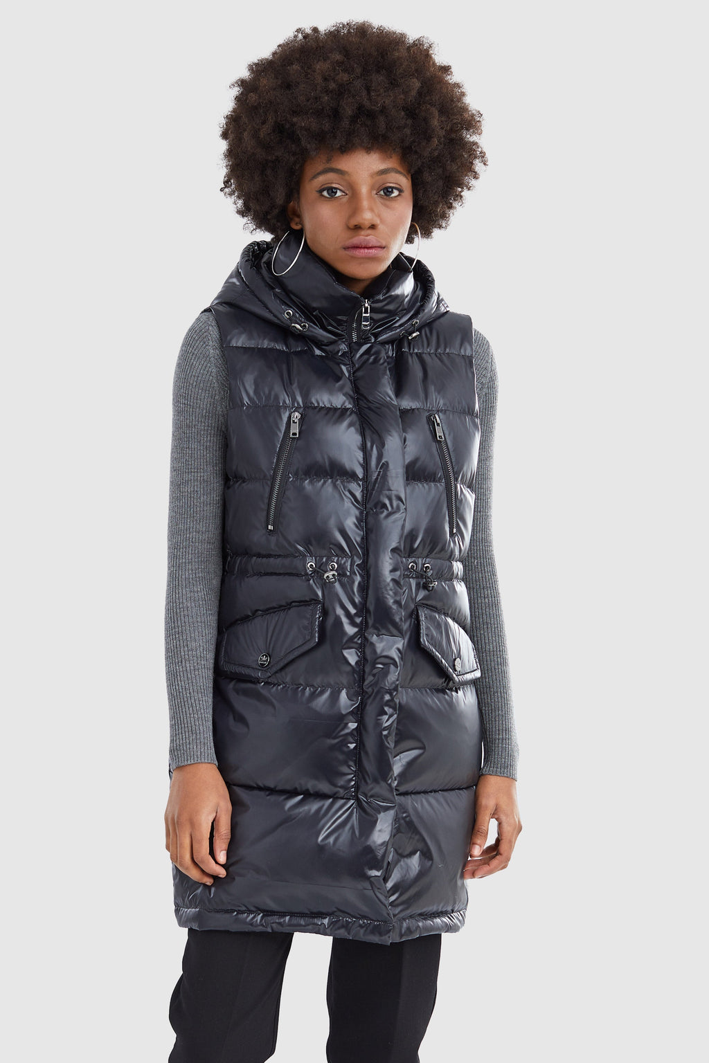 Stand Collar Thick Hooded Down Vest