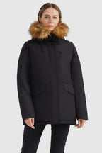 Thickened Parka Down Coat with Faux Fur Trim Hood