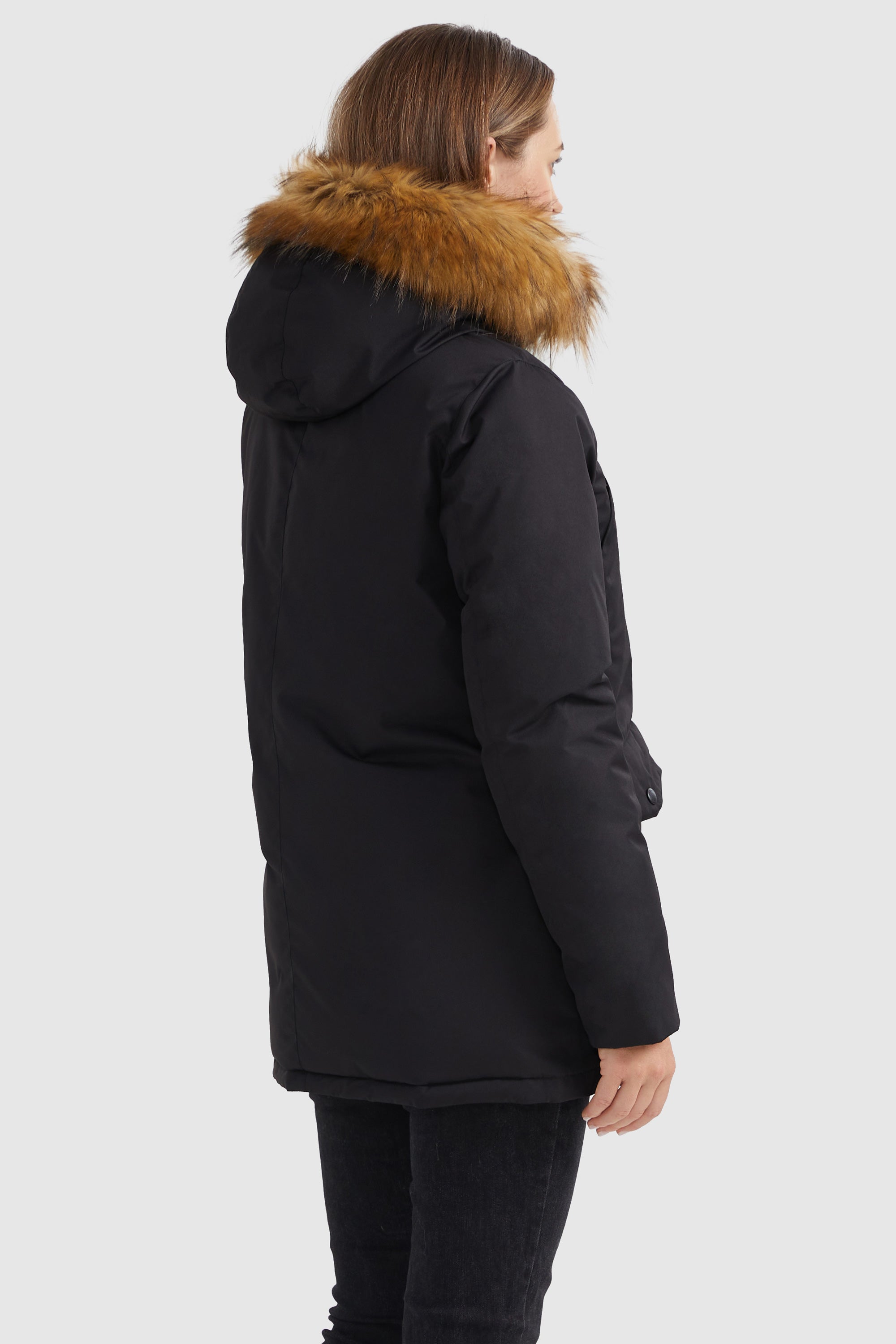Thickened Parka Down Coat with Faux Fur Trim Hood