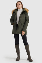 Thickened Parka Down Coat with Faux Fur Trim Hood