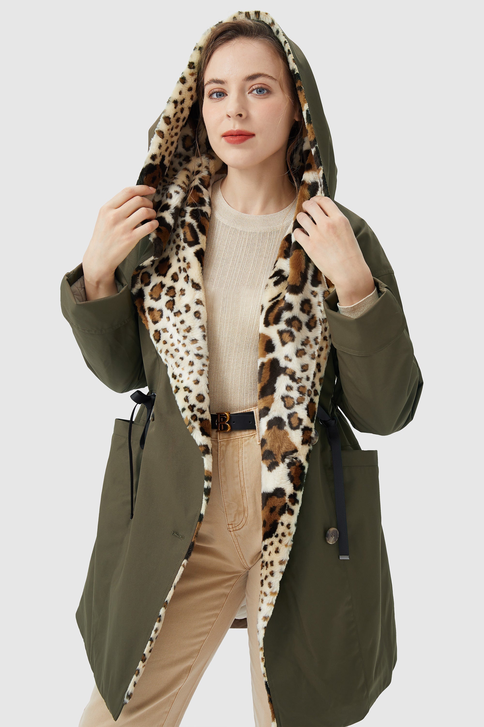 Thickened Lapel Winter Jacket with Hood