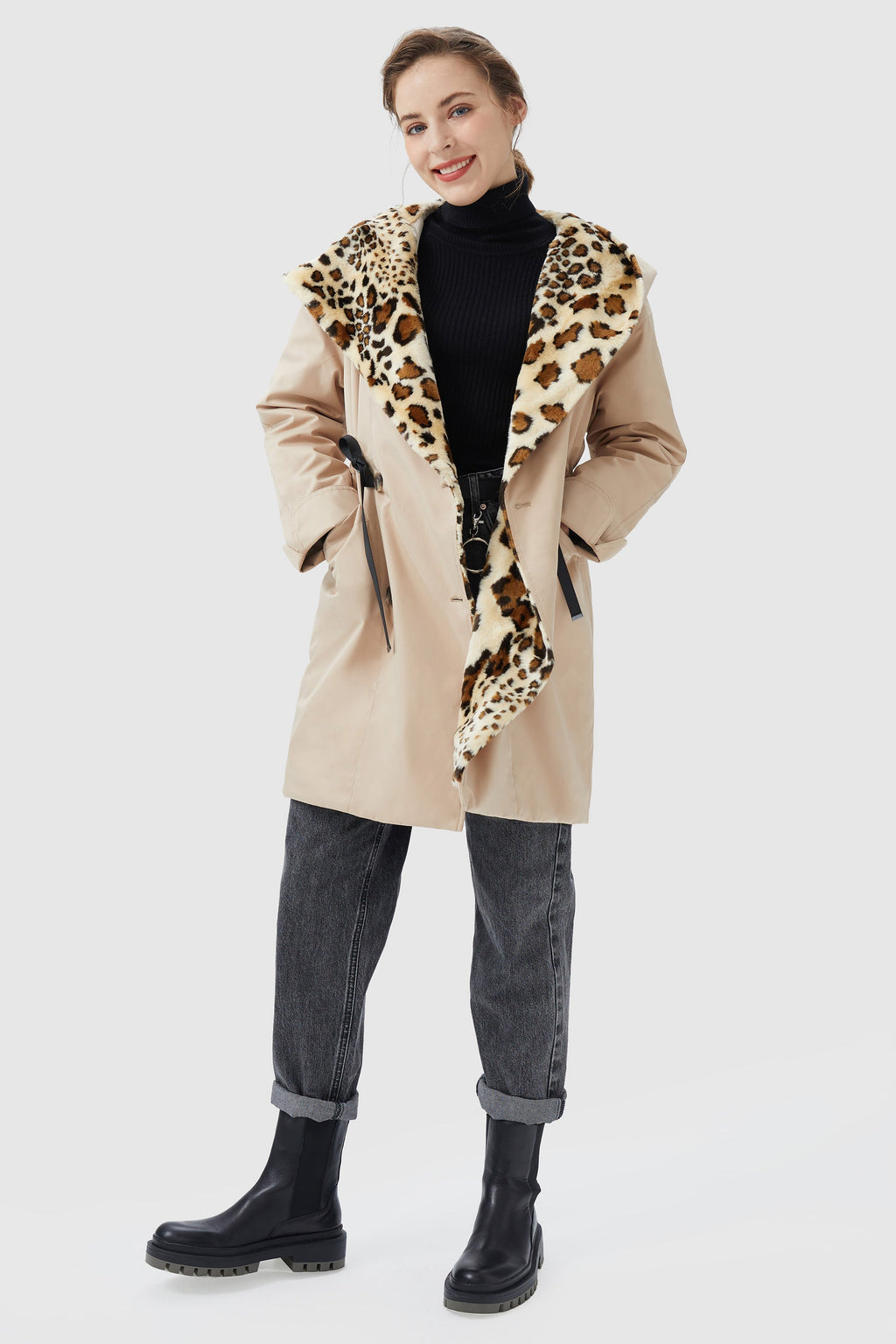 Thickened Lapel Winter Jacket with Hood