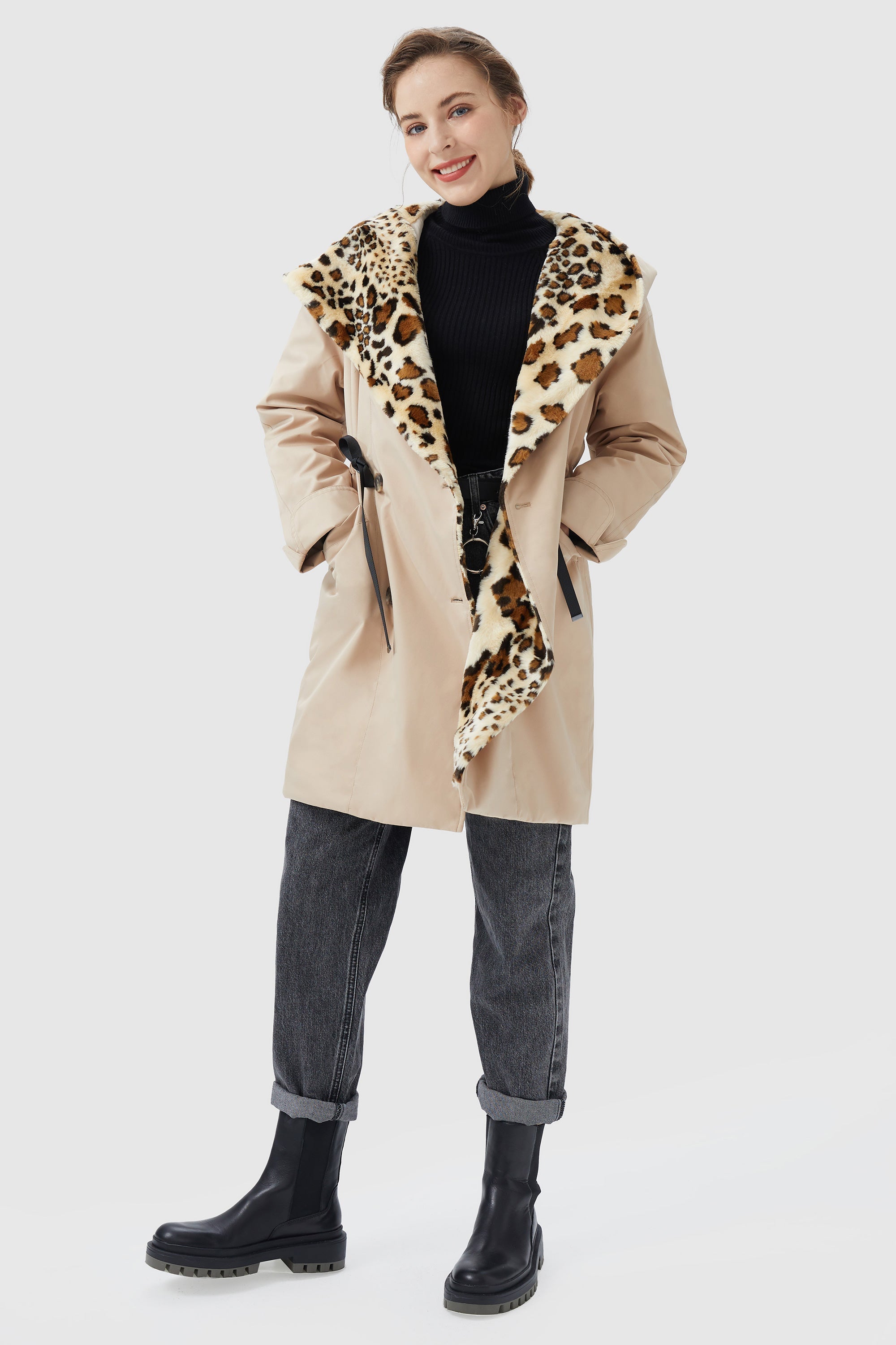 Thickened Lapel Winter Jacket with Hood