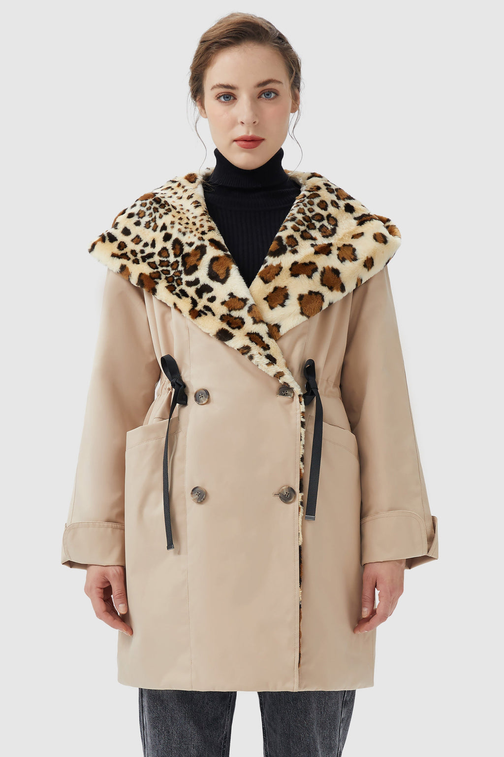 Thickened Lapel Winter Jacket with Hood
