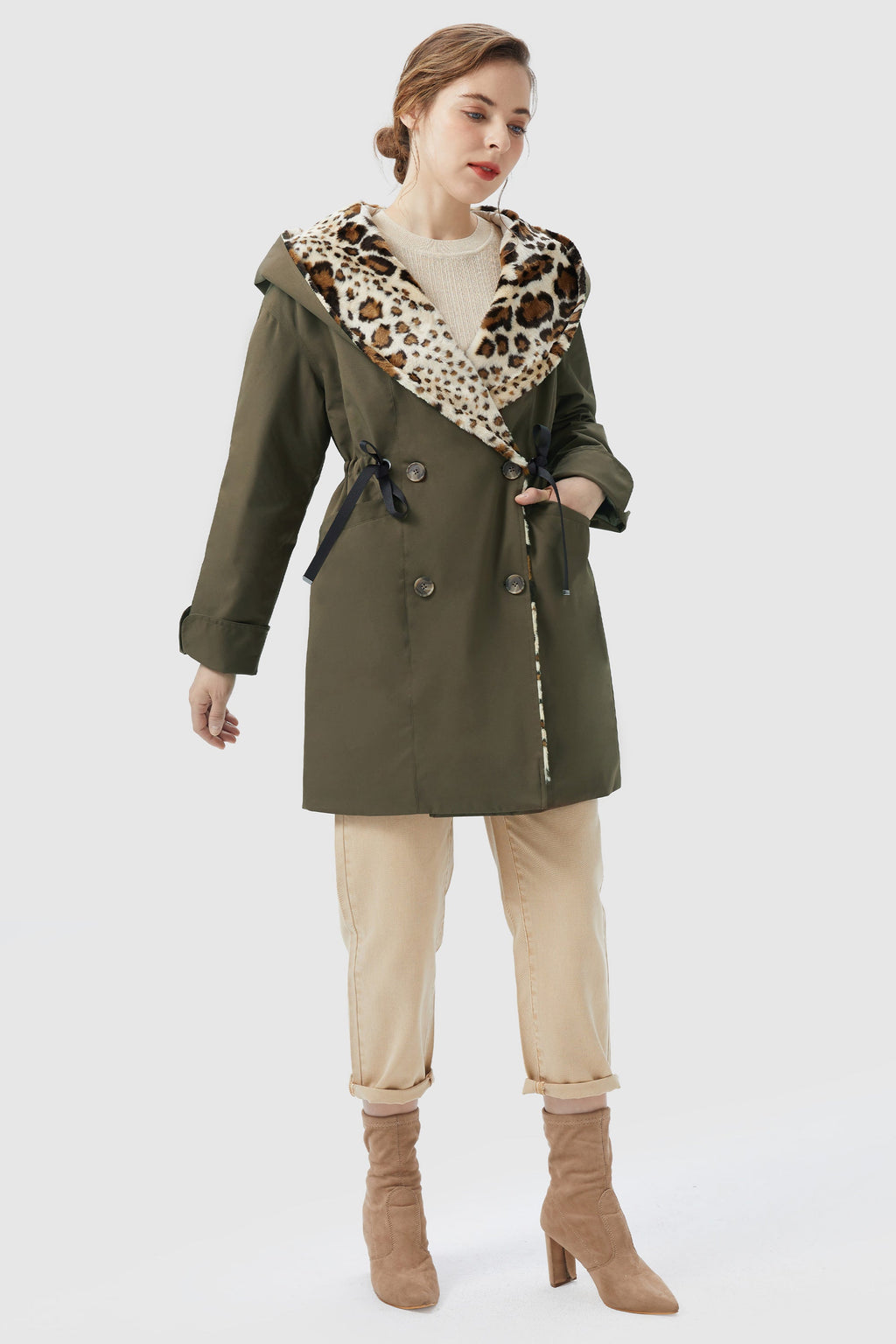 Thickened Lapel Winter Jacket with Hood