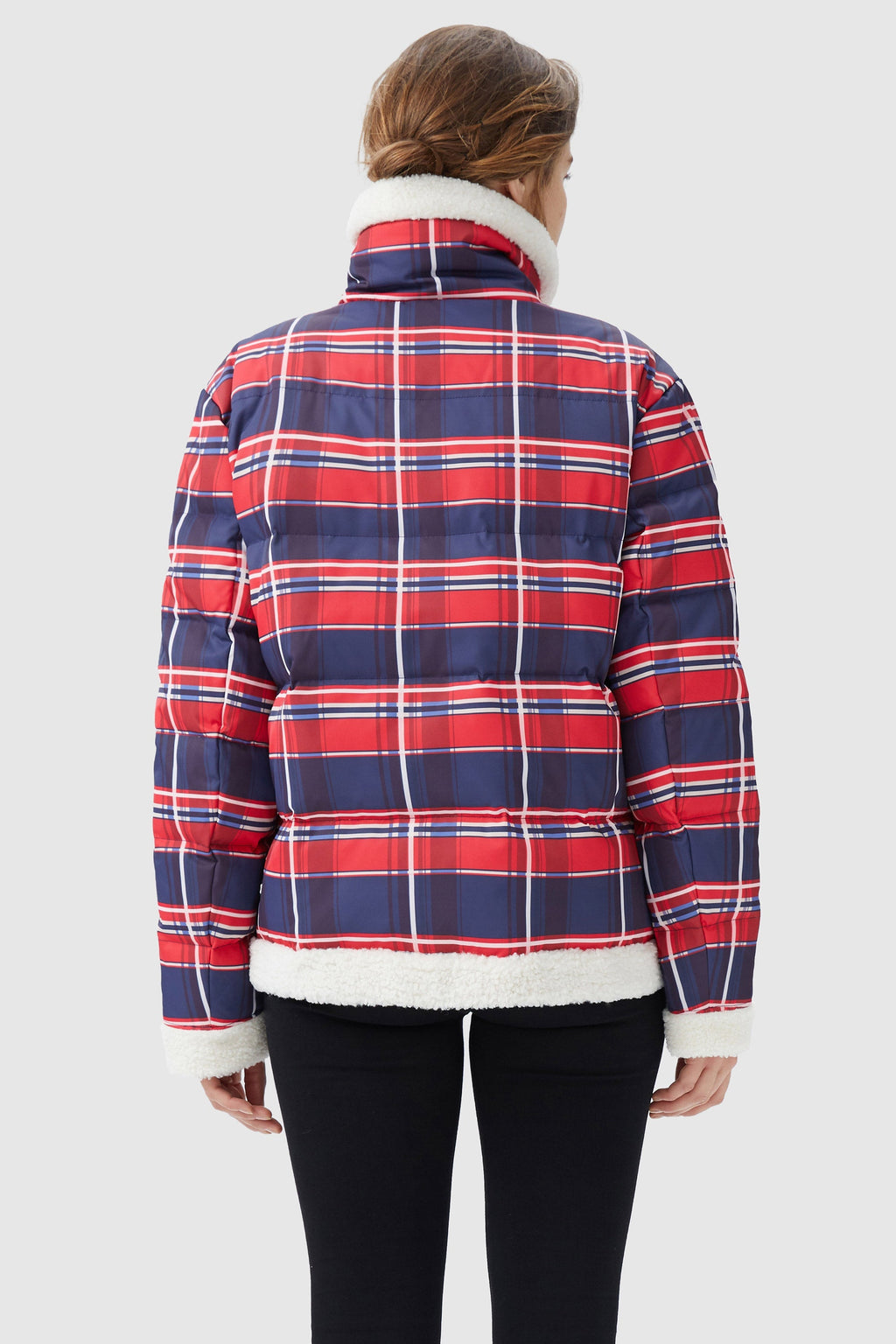 Thickened Plaid Print Down Jacket