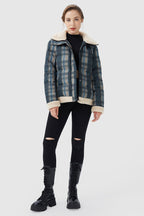 Thickened Plaid Print Down Jacket