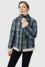 Thickened Plaid Print Down Jacket