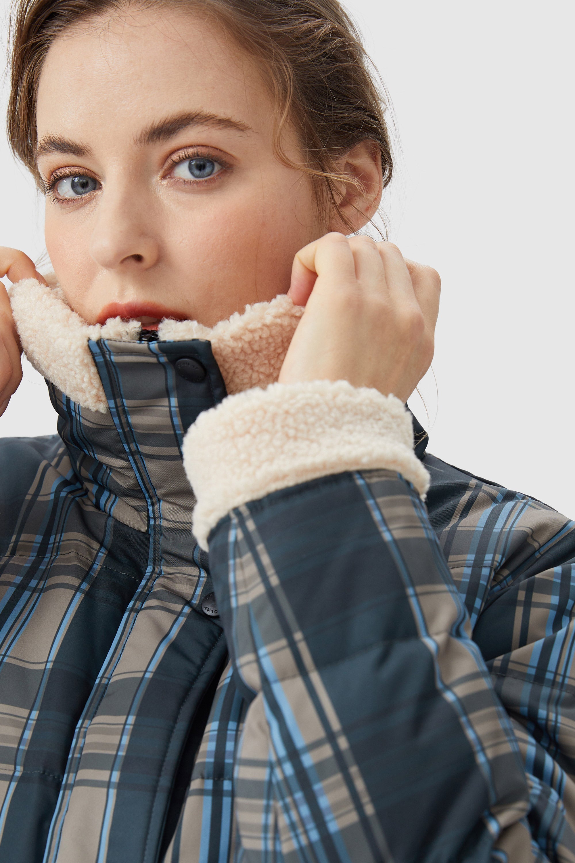 Thickened Plaid Print Down Jacket