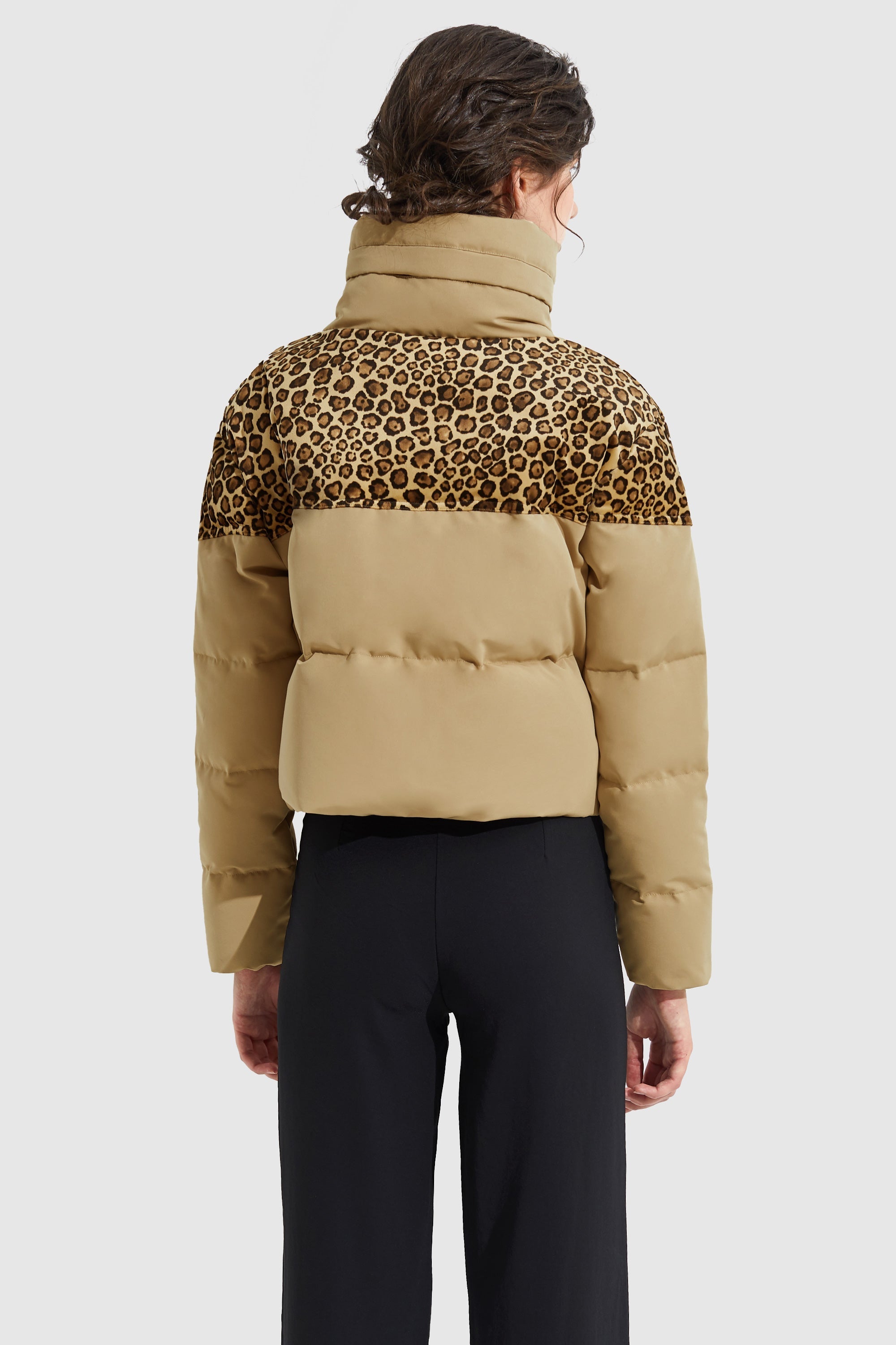 Ultra Short Leopard-Print Down Jacket