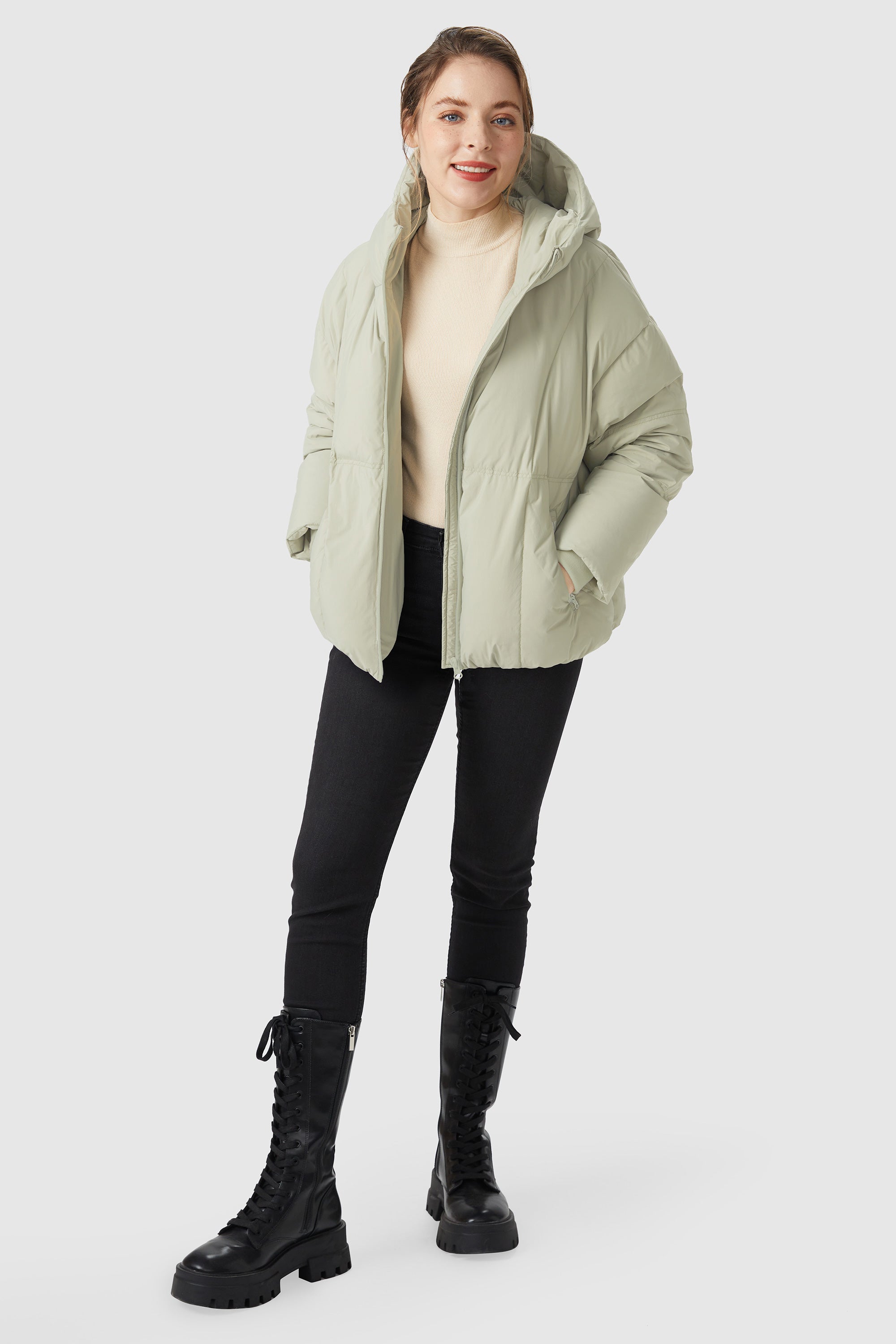 Ultra-Short Puffer Coat with Hood
