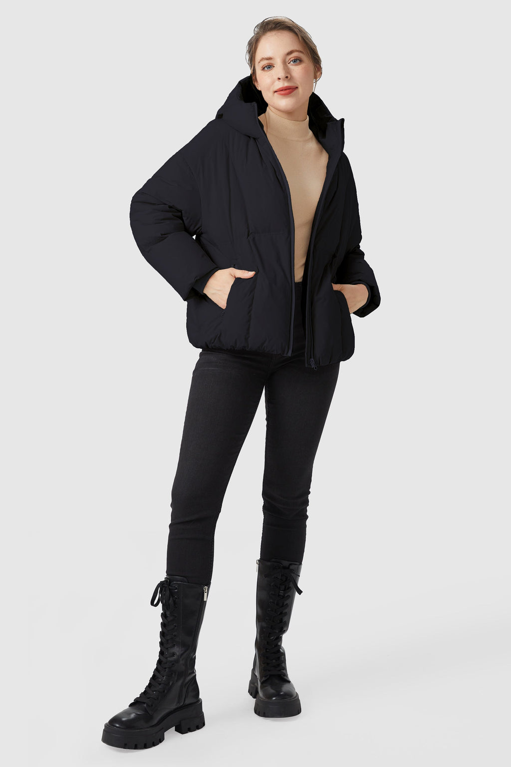 Ultra-Short Puffer Coat with Hood