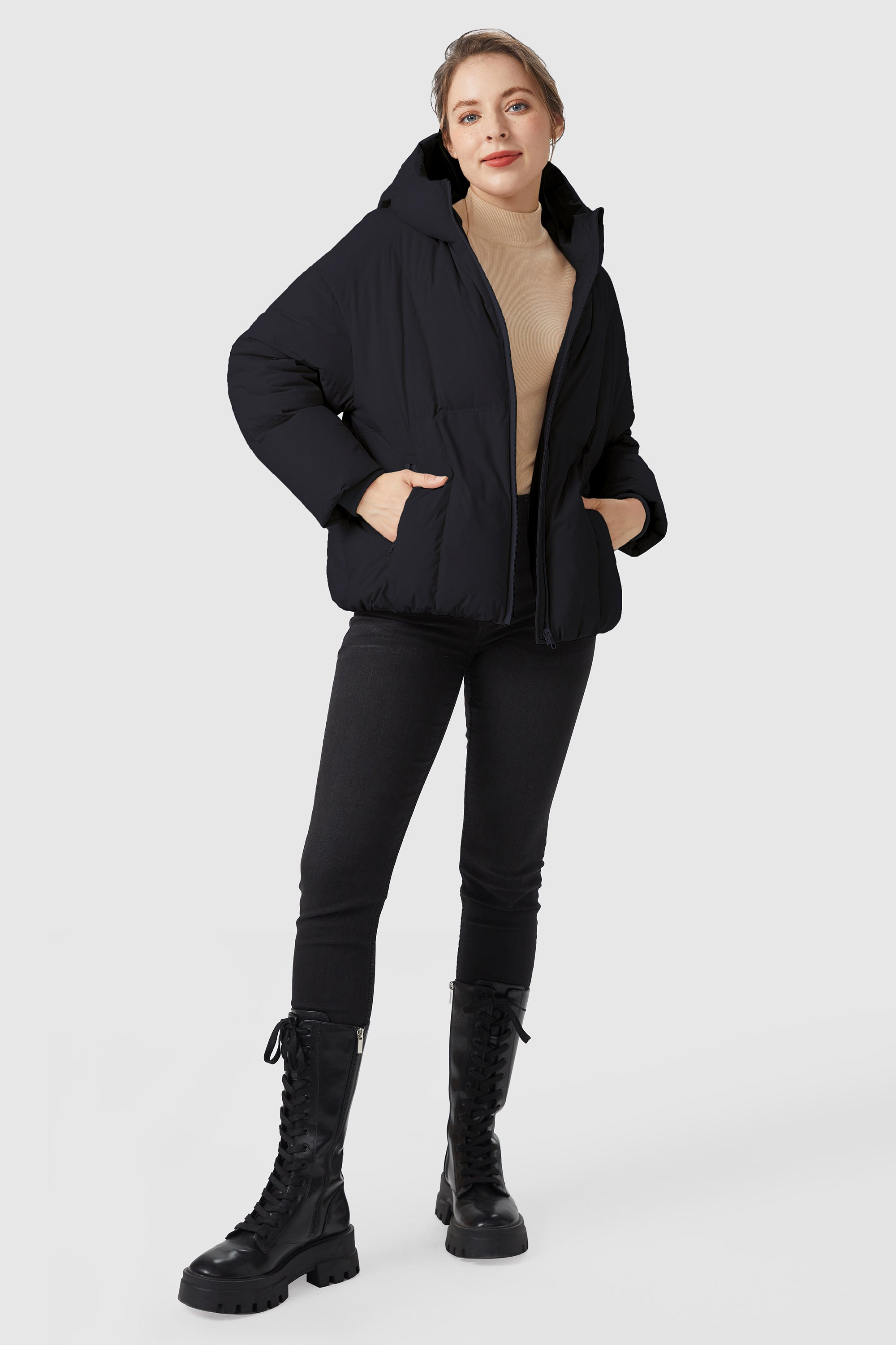 Ultra-Short Puffer Coat with Hood