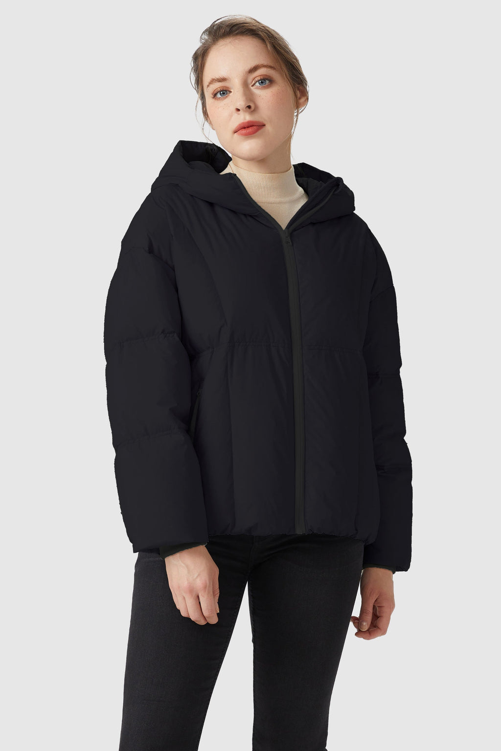 Ultra-Short Puffer Coat with Hood
