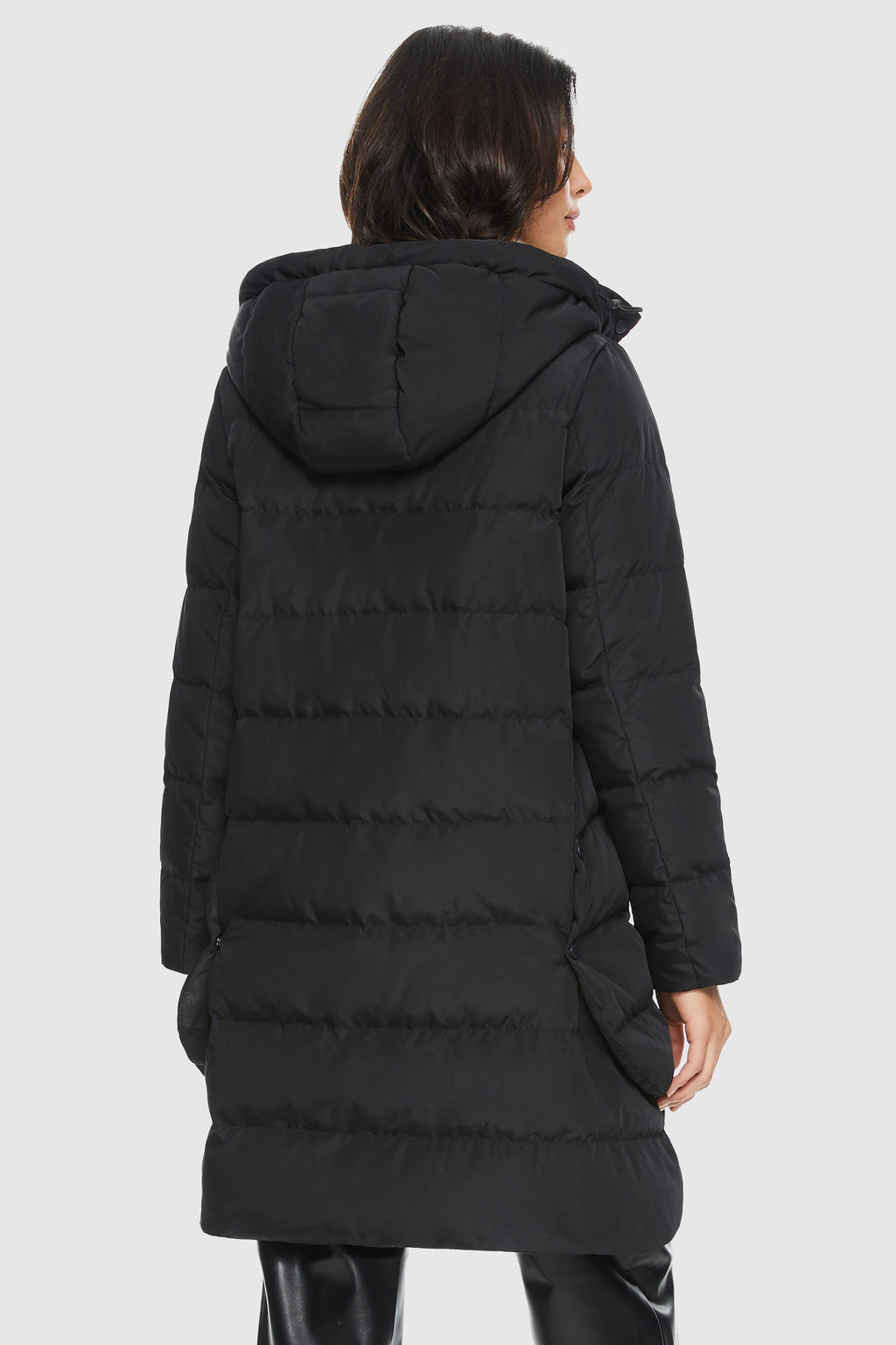 Unique Cut Hooded Down Puffer Coat