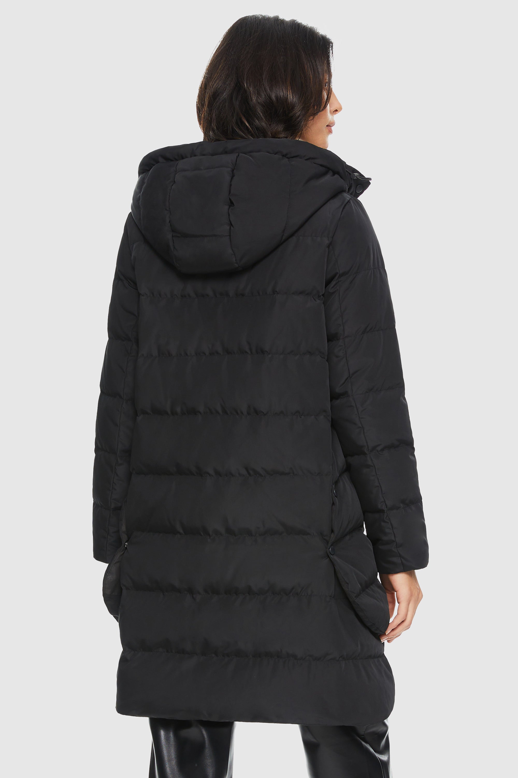 Unique Cut Hooded Down Puffer Coat