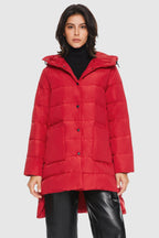Unique Cut Hooded Down Puffer Coat