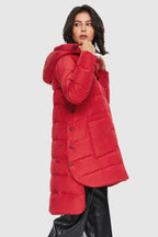 Unique Cut Hooded Down Puffer Coat