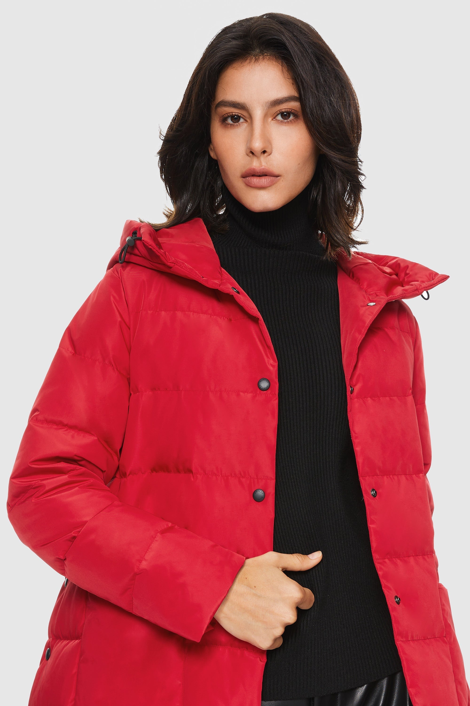 Unique Cut Hooded Down Puffer Coat