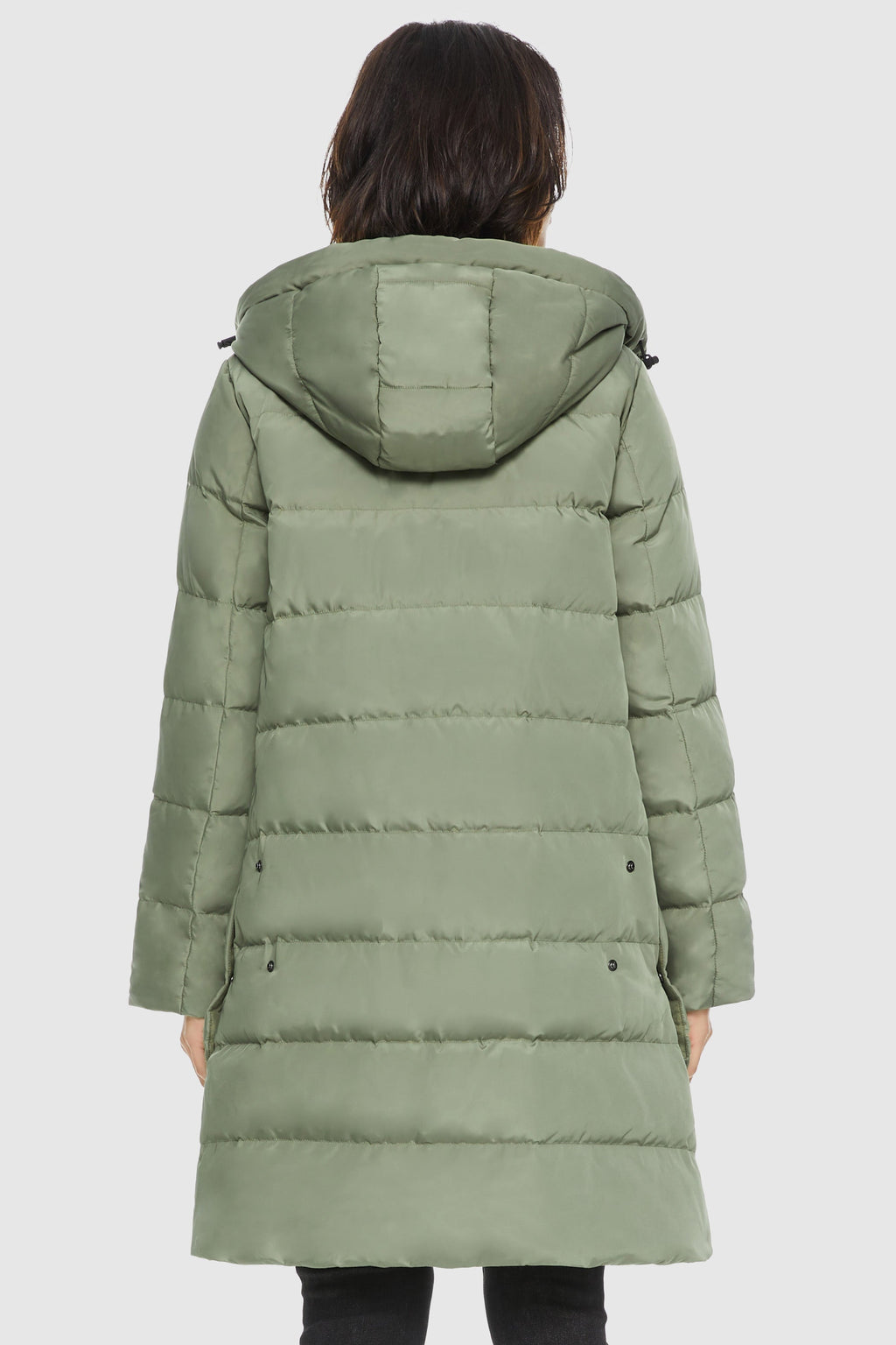 Unique Cut Hooded Down Puffer Coat