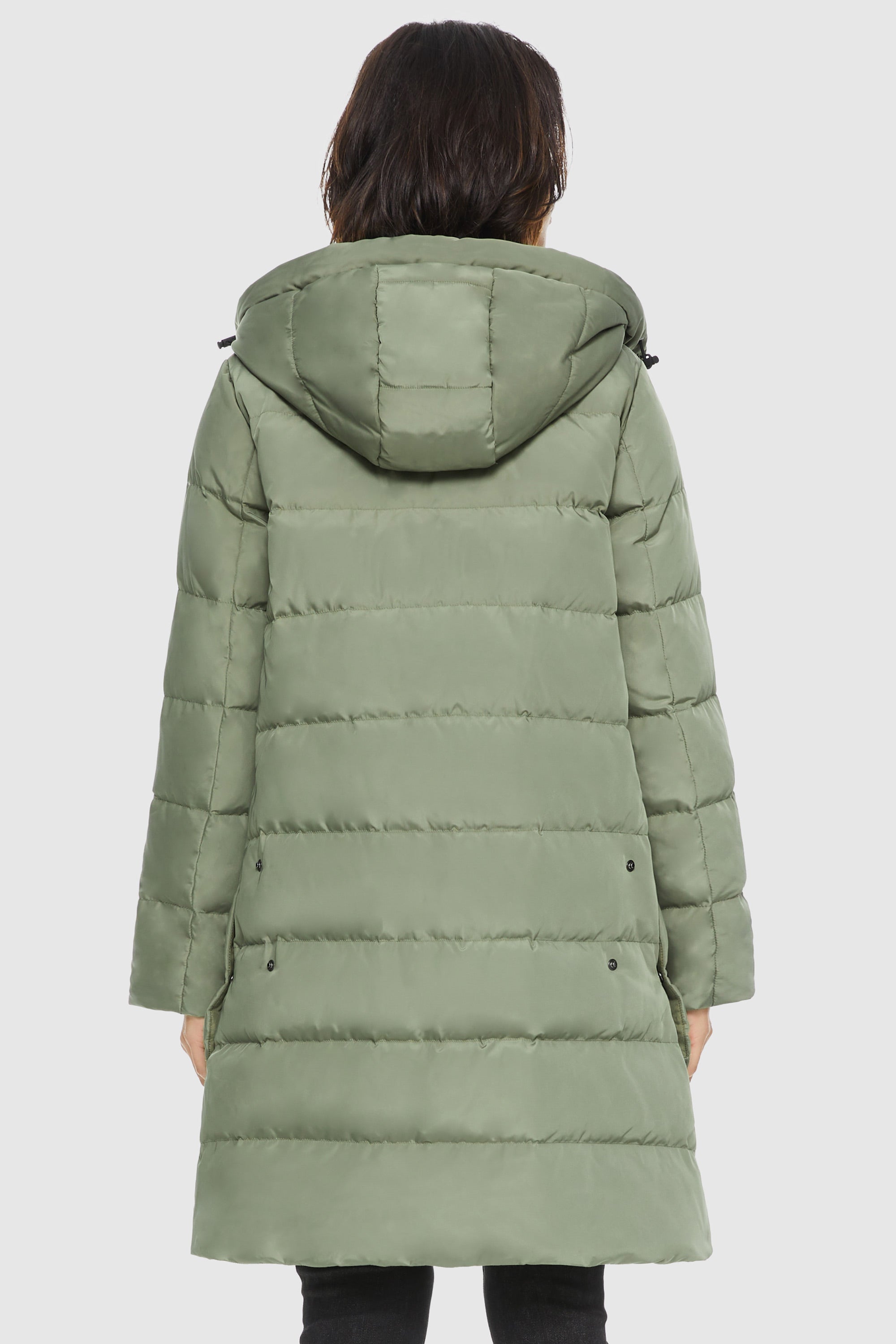 Unique Cut Hooded Down Puffer Coat