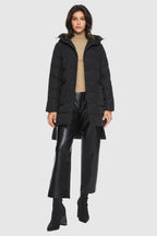 Unique Cut Hooded Down Puffer Coat