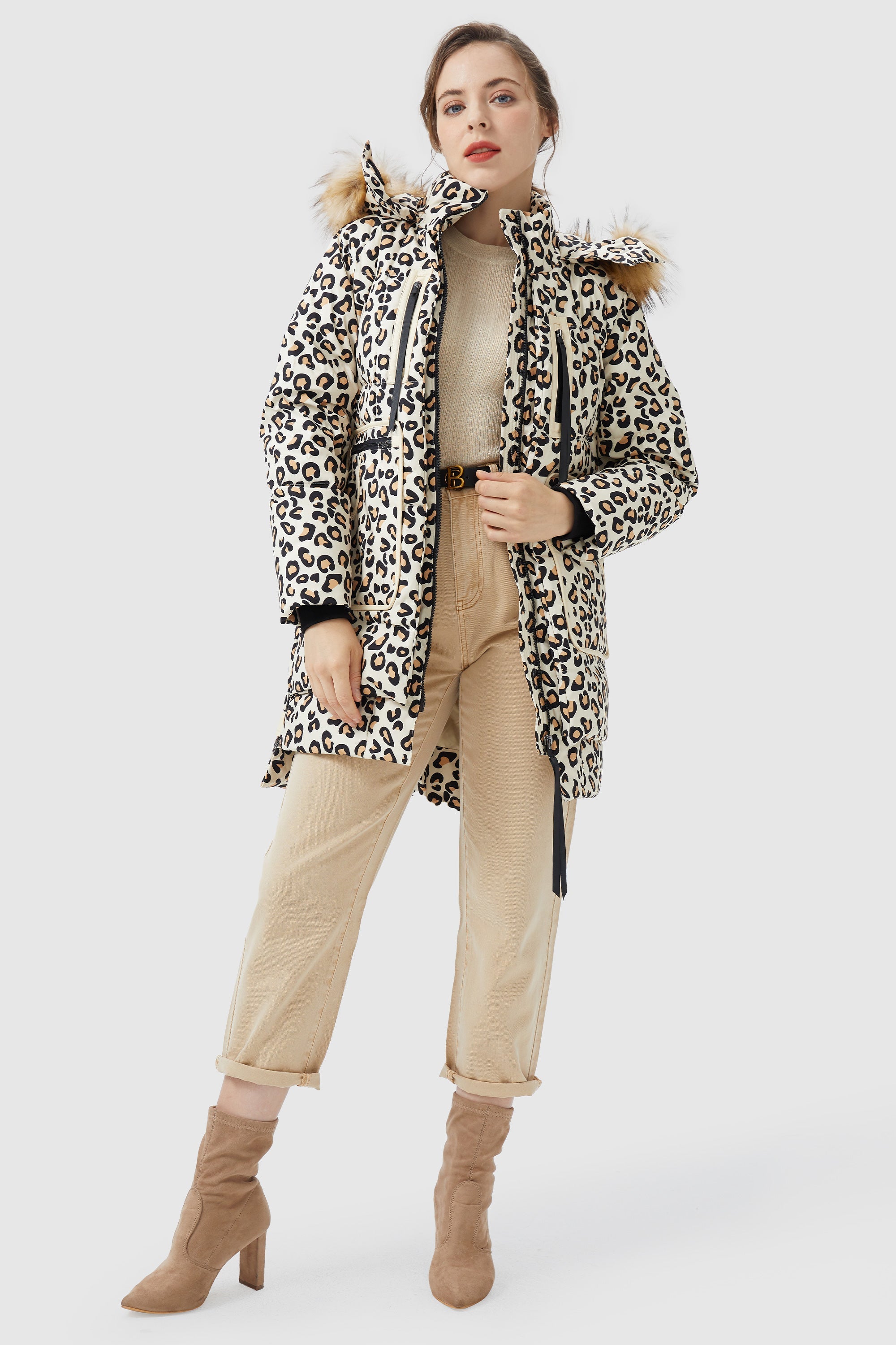 Waterproof Leopard Print Down Jacket