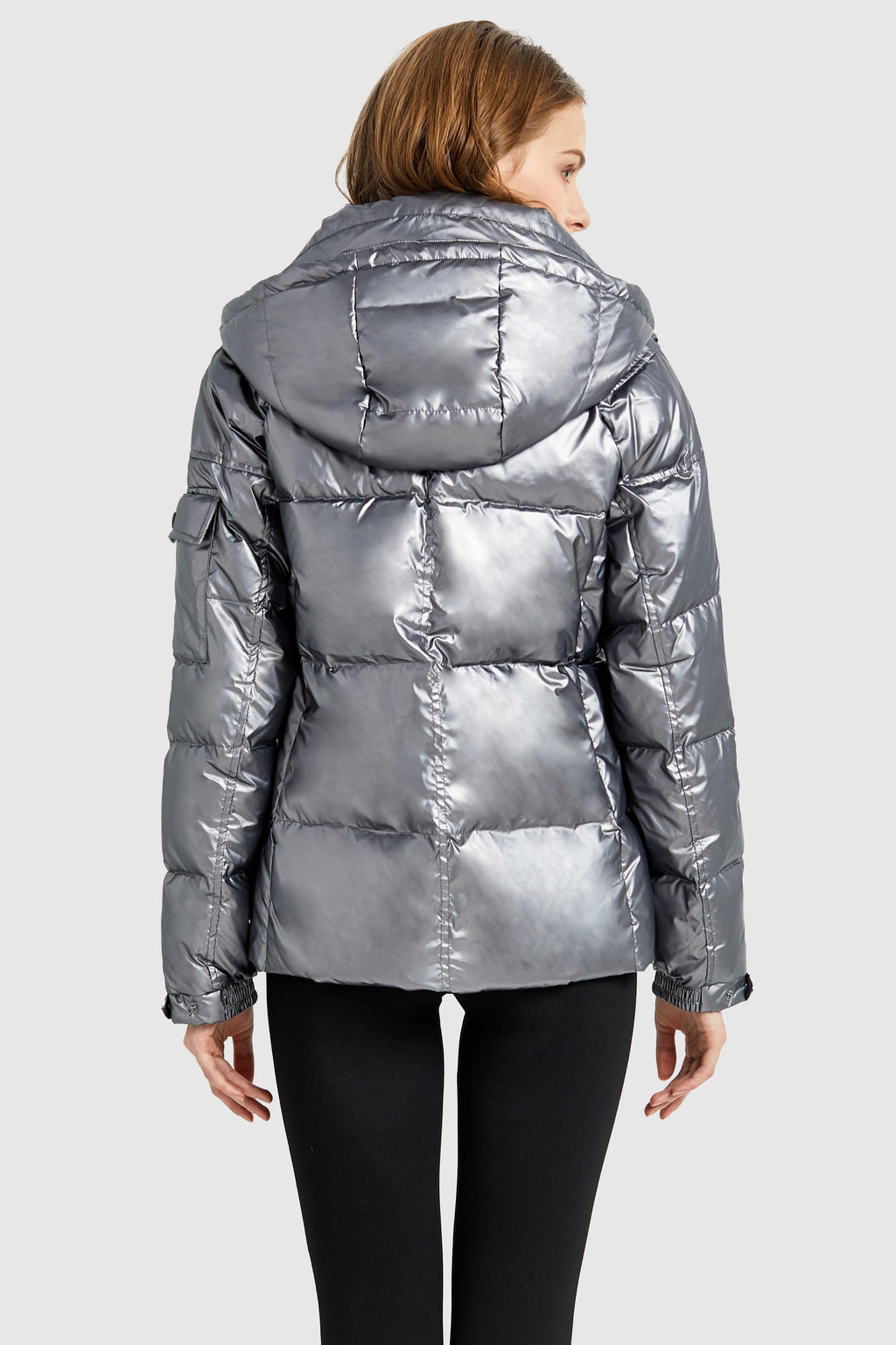 Winter Metallic Hooded Puffer Down Coat
