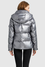 Winter Metallic Hooded Puffer Down Coat