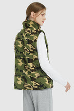Zip Closure Stand-up Collar Fleece Vest