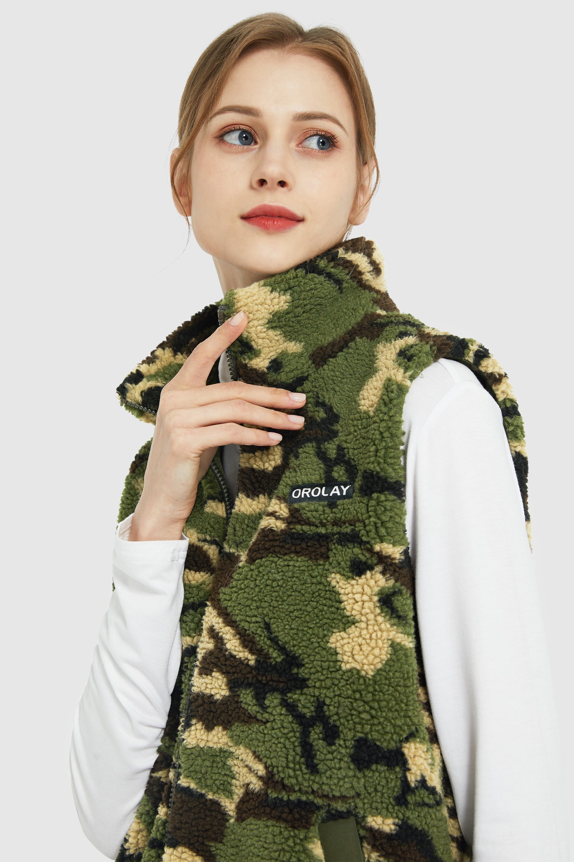 Zip Closure Stand-up Collar Fleece Vest