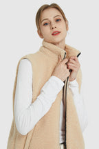 Zip Closure Stand-up Collar Fleece Vest